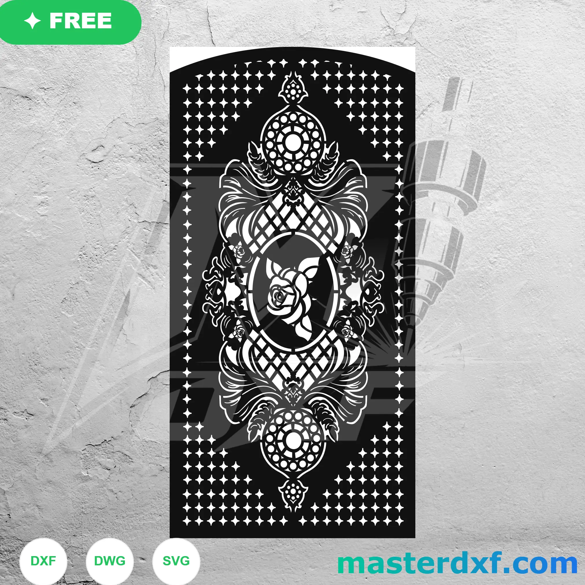 Vintage Ornate Rose Medallion Starry Lattice Cutting File DXF File